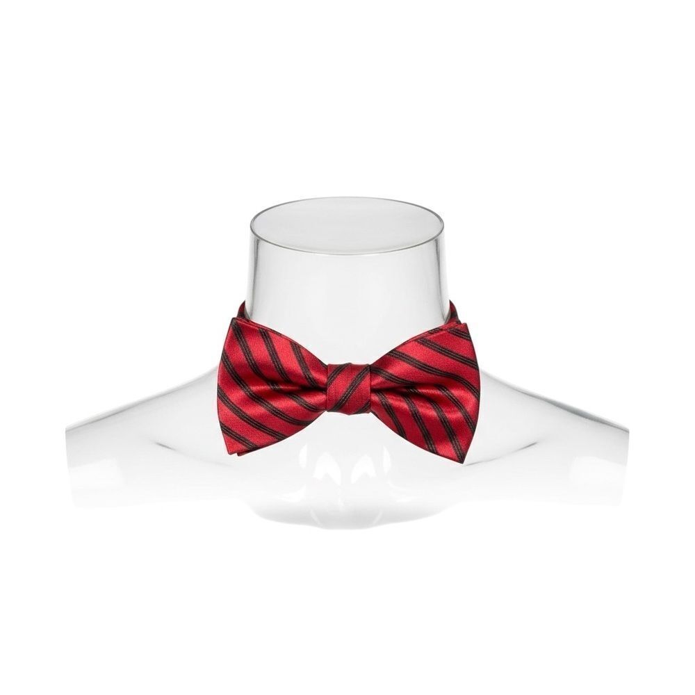 Countess Mara Red & Black Striped Silk Bow Tie – Classic Formalwear